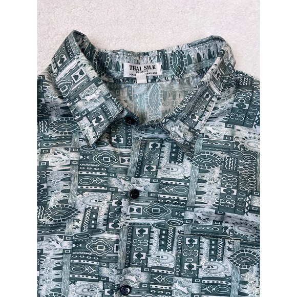 Vintage Thai Silk By Apple Men's Abstract Short Sleeve Button Up Shirt XXXXL - Picture 2 of 6